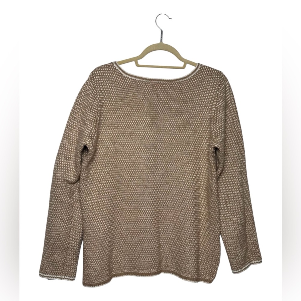 J. Crew Women's Long Sleeve Merino Wool Blend Sweater in Tan & Cream Size XXL - Picture 2 of 5